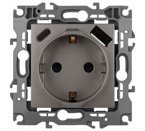 Розетка с заземлением и со шторкой и 2хUSB, без рамки Эра Эра 12 12-4108-16