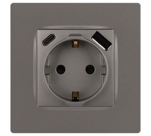 Розетка с заземлением и со шторкой и 2хUSB, без рамки Эра Эра 12 12-4108-16