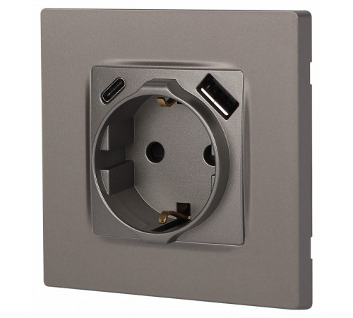 Розетка с заземлением и со шторкой и 2хUSB, без рамки Эра Эра 12 12-4108-16