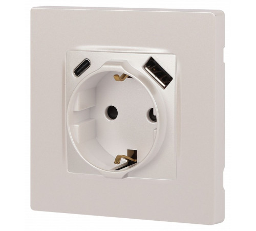 Розетка с заземлением и со шторкой и 2хUSB, без рамки Эра Эра 12 12-4108-15