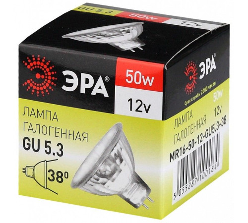 Лампа галогеновая Эра GU5.3-MR16-50W-12V-CL