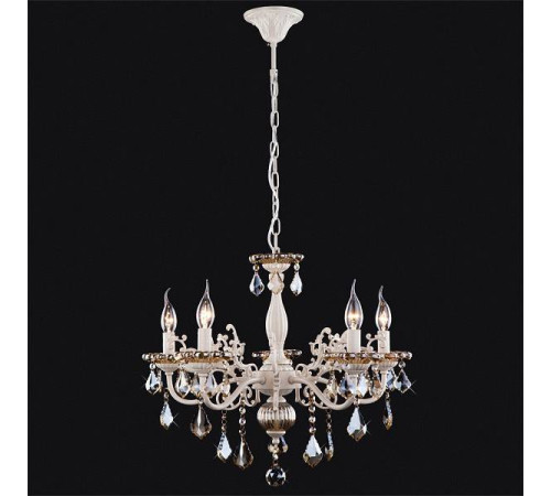 Подвесная люстра Eurosvet Elisha 3281/5 белый с золотом/тонированный хрусталь Strotskis