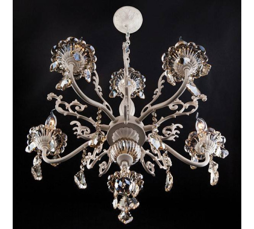 Подвесная люстра Eurosvet Elisha 3281/5 белый с золотом/тонированный хрусталь Strotskis