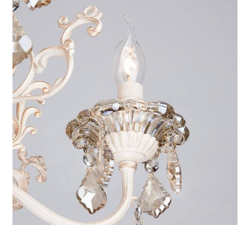 Подвесная люстра Eurosvet Elisha 3281/5 белый с золотом/тонированный хрусталь Strotskis