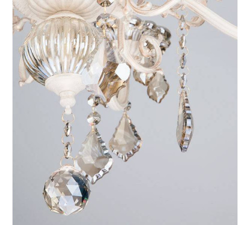 Подвесная люстра Eurosvet Elisha 3281/5 белый с золотом/тонированный хрусталь Strotskis