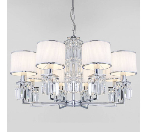 Подвесная люстра Eurosvet Zaffiro 10099/8 хром/прозрачный хрусталь Strotskis (новый абажур)