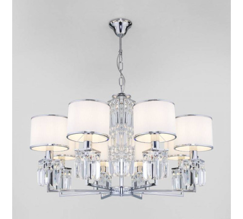Подвесная люстра Eurosvet Zaffiro 10099/8 хром/прозрачный хрусталь Strotskis (новый абажур)