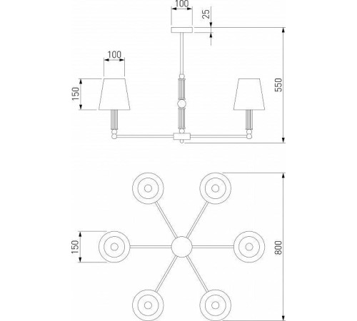 Люстра на штанге Eurosvet Conso 60145/6 латунь