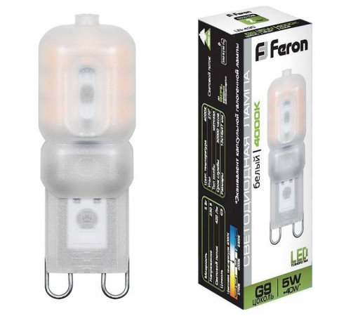 Лампа светодиодная Feron LB-430 G9 5Вт 4000K 25637