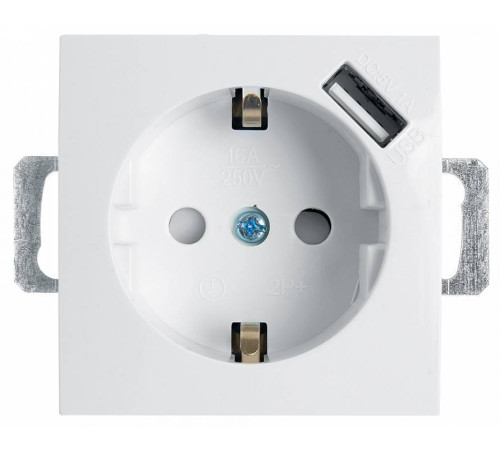 Розетка с заземлением и с шторками и USB, без рамки Stekker PST16-9111 39318