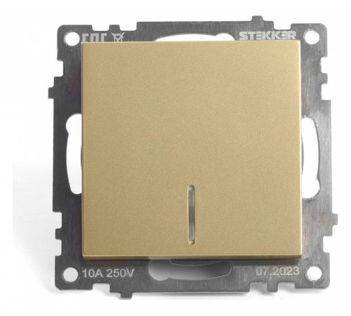 Выключатель одноклавишный с подсветкой без рамки Stekker Катрин 49215