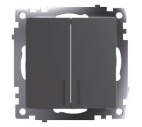 Выключатель двухклавишный с подсветкой без рамки Stekker Катрин 49409