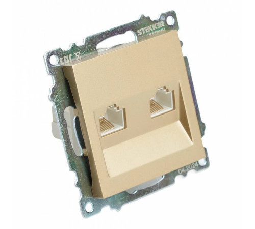 Розетка двойная Ethernet RJ-45 без рамки Stekker Катрин 50009