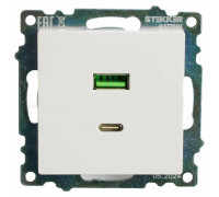 Розетка 2хUSB type A и C без рамки Stekker Катрин 50051