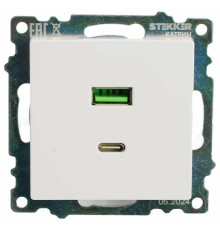 Розетка 2хUSB type A и C без рамки Stekker Катрин 50051