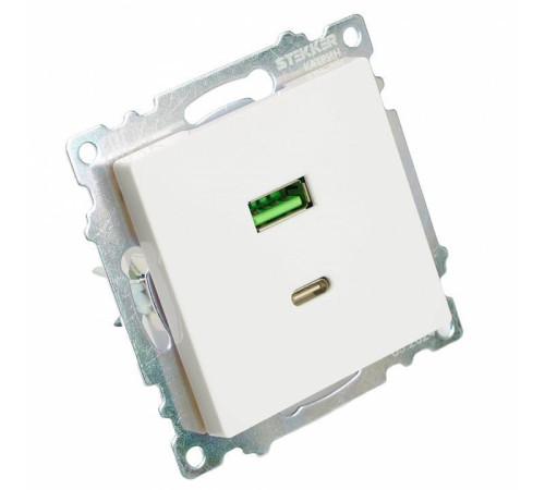 Розетка 2хUSB type A и C без рамки Stekker Катрин 50051