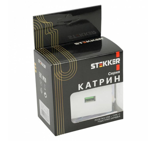Розетка 2хUSB type A и C без рамки Stekker Катрин 50051