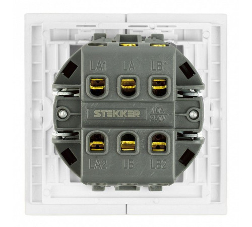 Переключатель двухклавишный без рамки Stekker Мия 50434