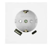 Розетка с заземлением и со шторкой и 2хUSB type A и C, без рамки Stekker Мия 50438