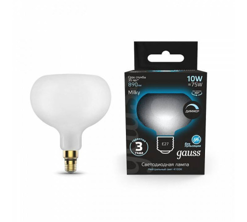 Лампа светодиодная Gauss Filament E27 10Вт 4100K 1017802210-D