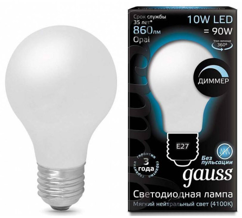 Лампа светодиодная Gauss 1022 E27 10Вт 4100K 102202210-D
