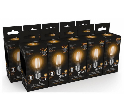 Лампа светодиодная Gauss Filament A60 E27 12 Вт 2700 K 102902112