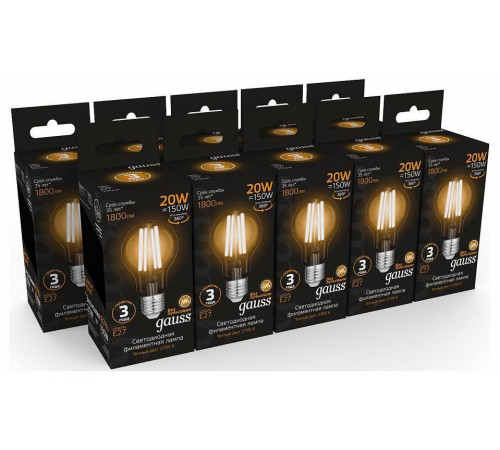 Лампа светодиодная Gauss Filament A60 E27 20 Вт 2700 K 102902120