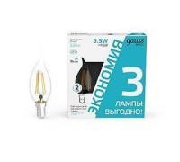 Набор ламп светодиодных Gauss Basic Filament E14 5.5Вт 4100K 1041126T