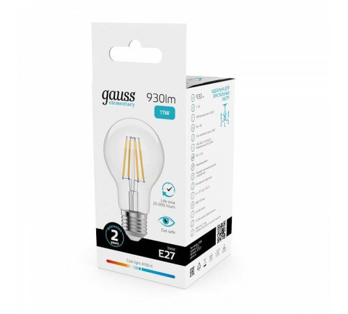 Лампа светодиодная Gauss Filament Elementary E27 11Вт 4100K 22221