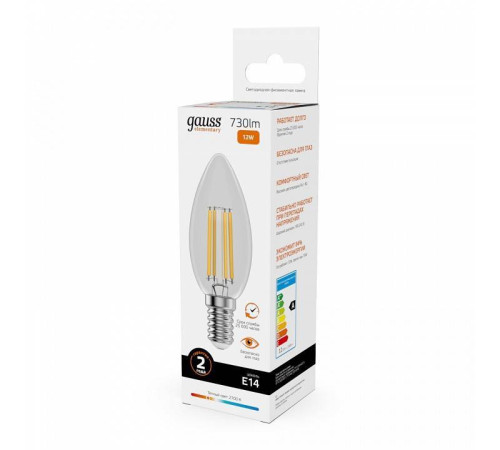 Лампа светодиодная Gauss Filament Elementary E14 12Вт 2700K 32112