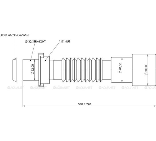 Соединение гибкое Aquanet 32 x 40/50 мм 00342068