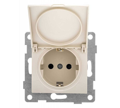 Розетка с заземлением и со шторкой, без рамки с крышкой Gusi Electric BRAVO С10Р91-003