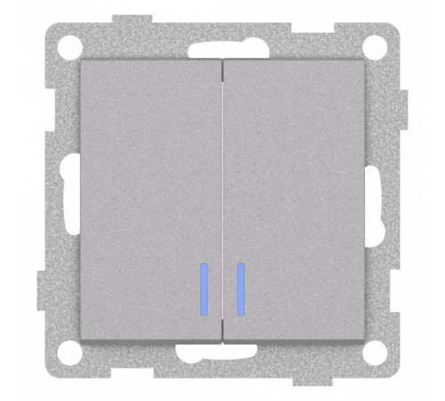 Выключатель двухклавишный с подсветкой без рамки Gusi Electric UGRA С11В28-004