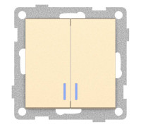 Выключатель двухклавишный с подсветкой без рамки Gusi Electric UGRA С11В28-027
