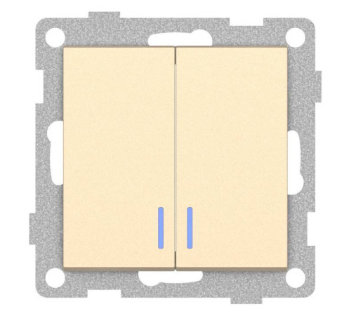 Выключатель двухклавишный с подсветкой без рамки Gusi Electric UGRA С11В28-027