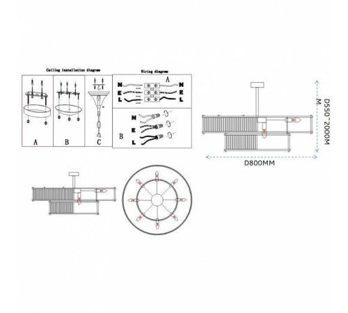 Люстра на штанге ImperiumLoft RH Marais Round Chandelier D80 40,2668