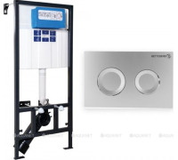 Комплект инсталляции Bettoserb Sava Fix Slim с клавишей смыва Sitnica хром глянец SET40006469
