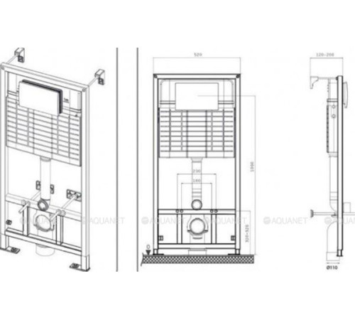 Комплект инсталляции Bettoserb Sava Fix Slim с клавишей смыва Djerma черный матовый SET40006471
