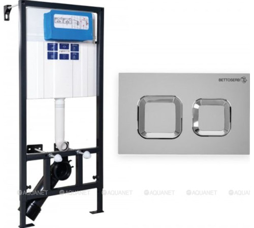 Комплект инсталляции Bettoserb Sava Fix Slim с клавишей смыва Djerma хром глянец SET40006473