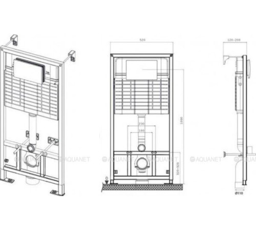 Комплект инсталляции Bettoserb Sava Fix Slim с клавишей смыва Djerma хром глянец SET40006473