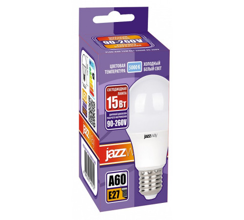 Лампа светодиодная Jazzway PLED-SP A60 15W E27 5000K 90-260V