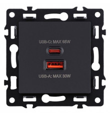 Розетка 2хUSB type A и C без рамки Kollinger Asthetik AS-024BK