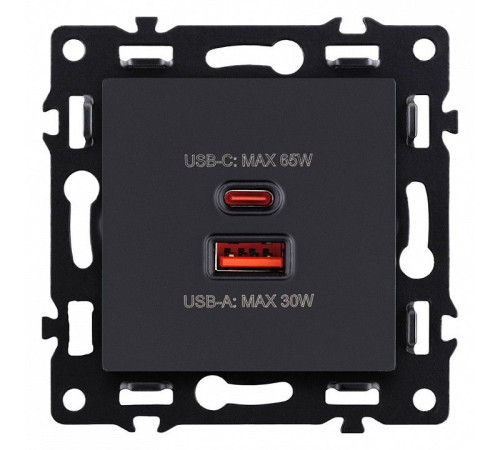 Розетка 2хUSB type A и C без рамки Kollinger Asthetik AS-024BK