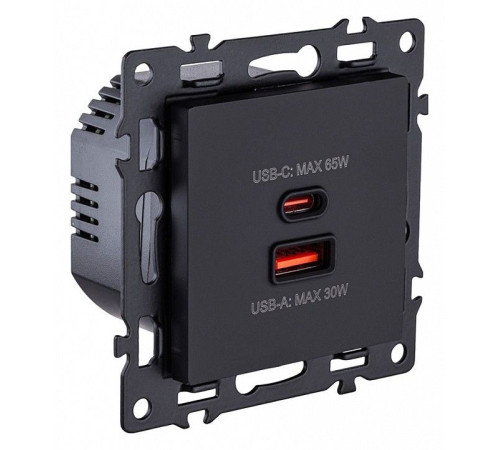 Розетка 2хUSB type A и C без рамки Kollinger Asthetik AS-024BK