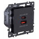 Розетка 2хUSB type A и C без рамки Kollinger Asthetik AS-024BK