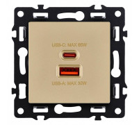 Розетка 2хUSB type A и C без рамки Kollinger Asthetik AS-024GD