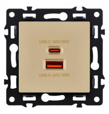Розетка 2хUSB type A и C без рамки Kollinger Asthetik AS-024GD