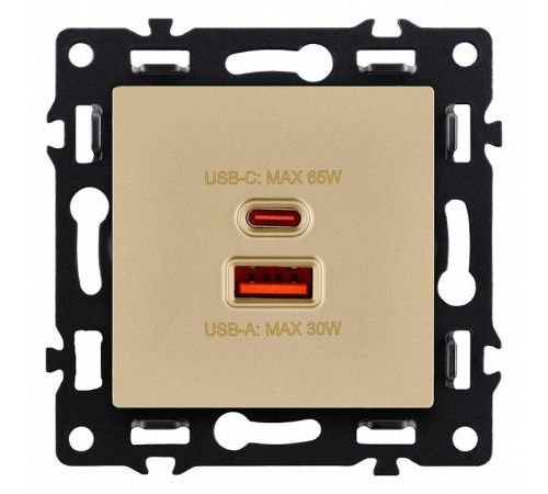 Розетка 2хUSB type A и C без рамки Kollinger Asthetik AS-024GD