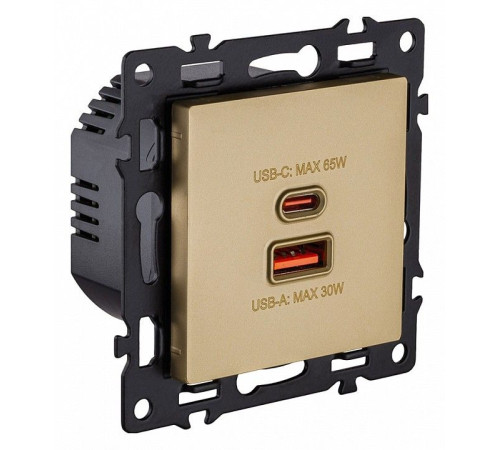 Розетка 2хUSB type A и C без рамки Kollinger Asthetik AS-024GD