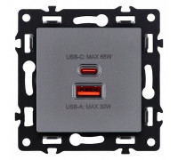 Розетка 2хUSB type A и C без рамки Kollinger Asthetik AS-024GY